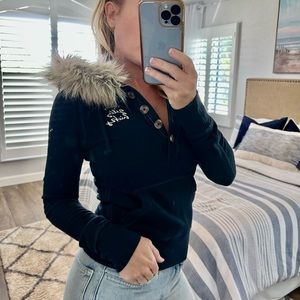 Gilly Hicks Navy Blue Hooded Cotton Sweater